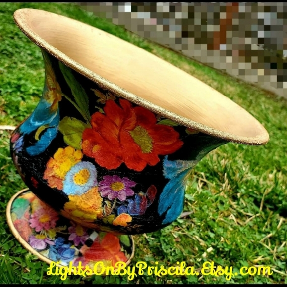 Mackenzie Childs Flower Market Vase Decoupage Art - Picture 1 of 11